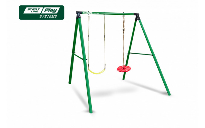 Качели SLP SYSTEMS 2 секции + сиденье гибкое желтое + сиденье диск красное Качели SLP SYSTEMS 2 секции + сиденье гибкое желтое + сиденье диск красное